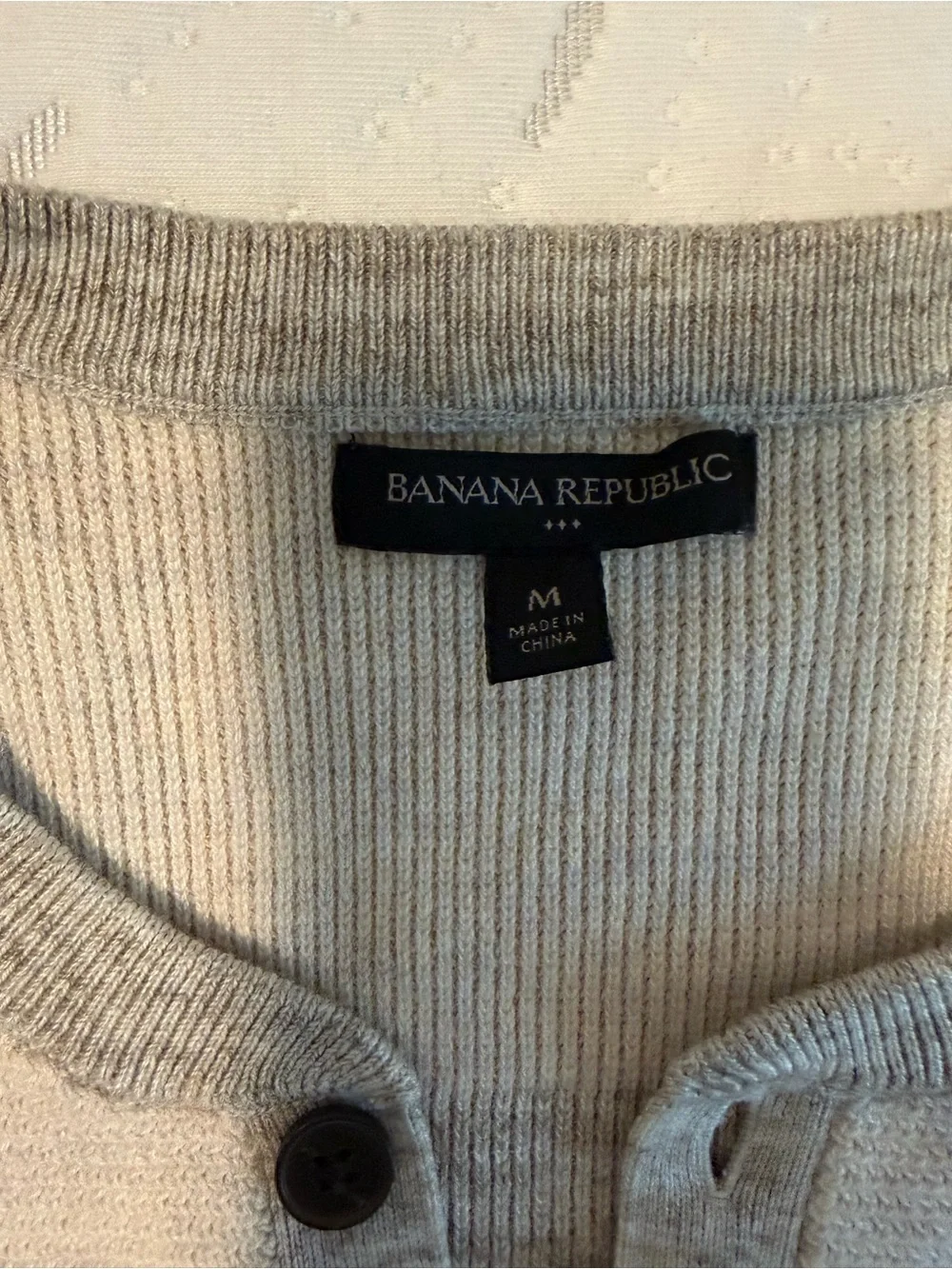 Banana Republic Light Gray Button-Neck Men's Sweater